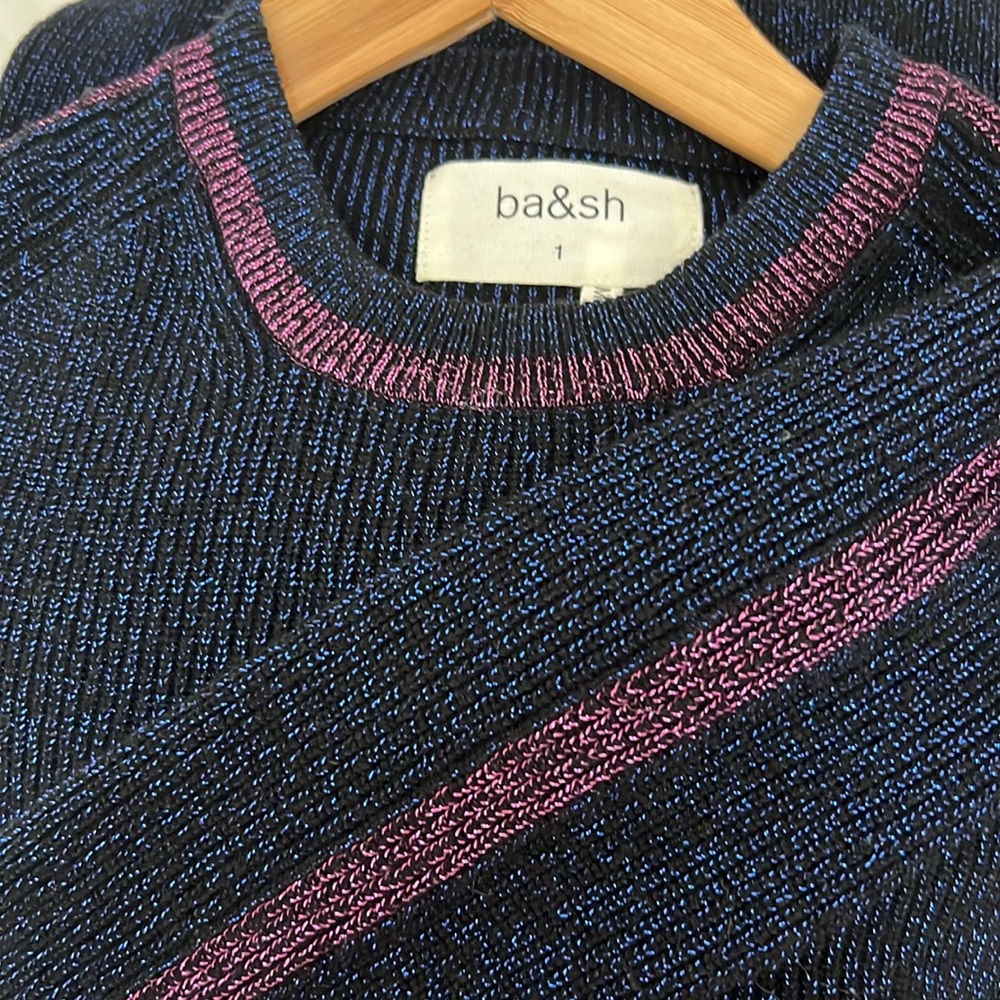 ba&sh Blue and Pink Crew Neck Sweater